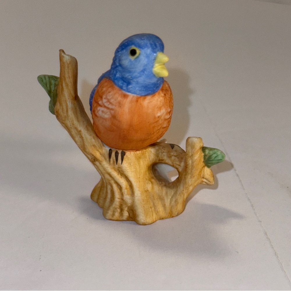 Charming Blue and Orange Bird Figurine on Branch